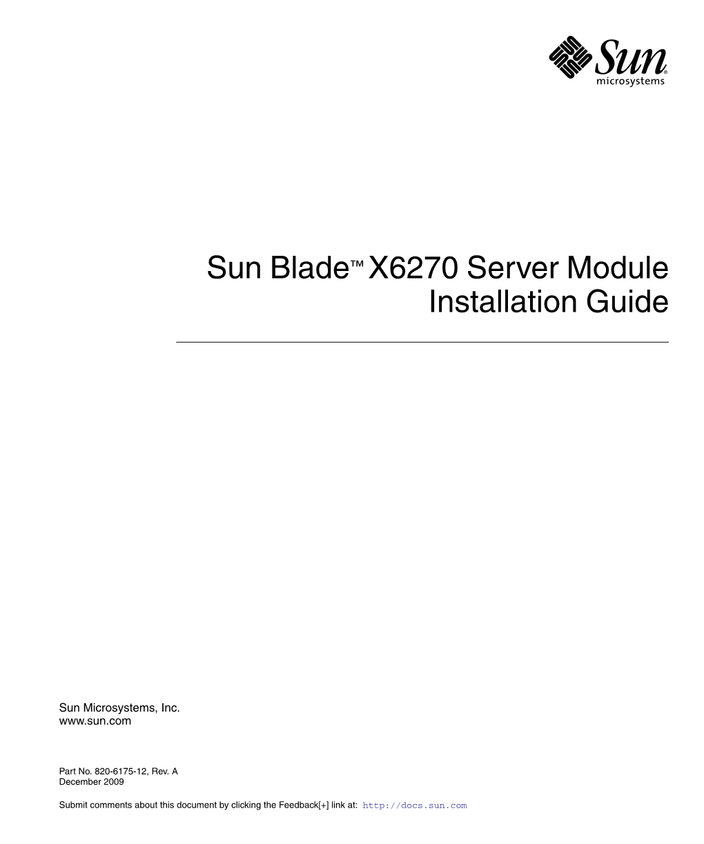 Sun Blade X6270 Server Module Installation Guide