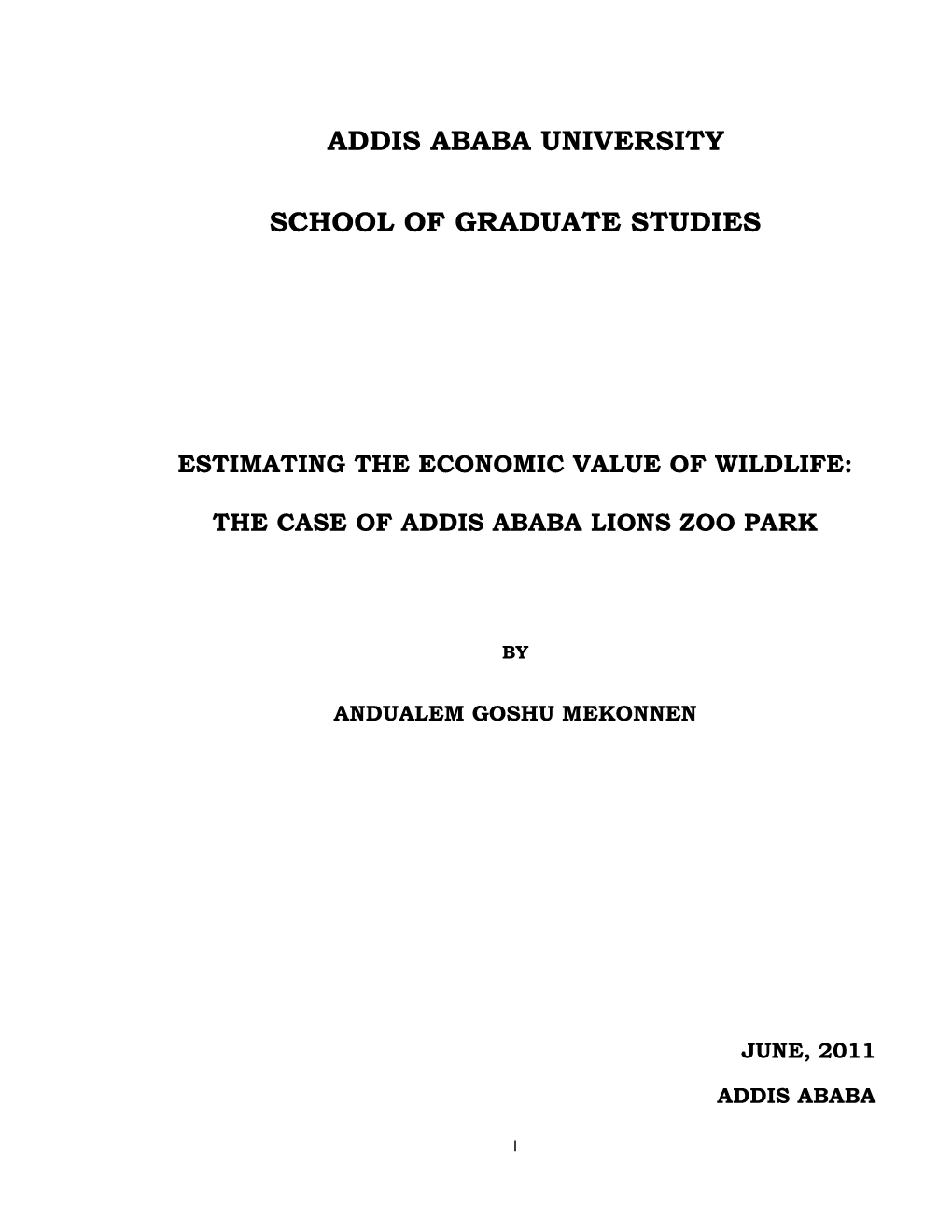 Addis Ababa University School of Graduate Studies