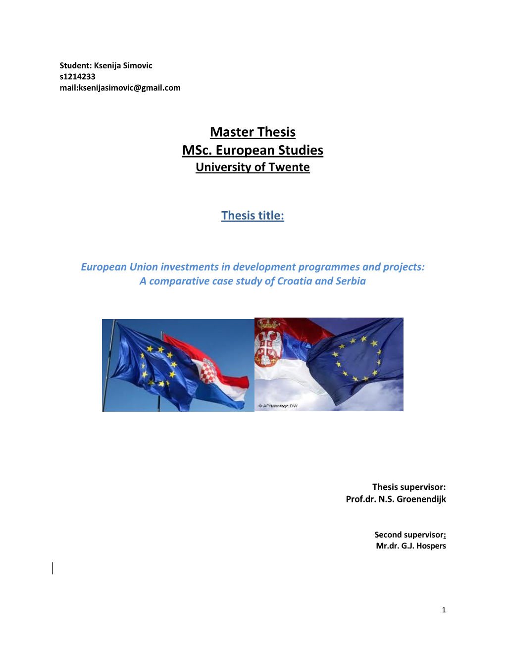 Master Thesis Msc. European Studies University of Twente