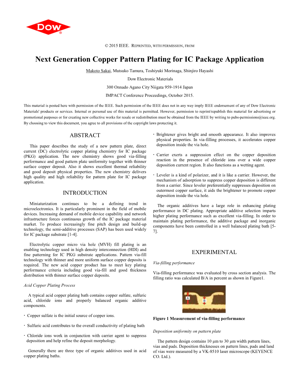 Next Generation Copper Pattern Plating for IC Package Application