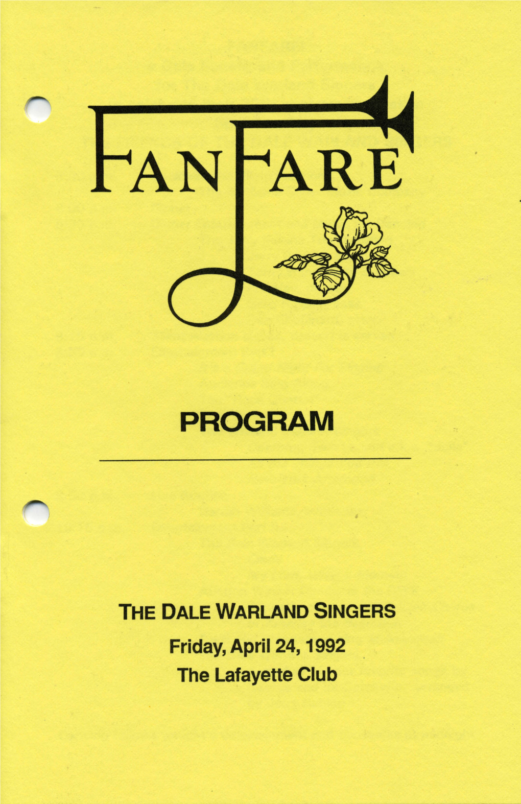 The Dale Warland Singers, Friday, April 24, 1992, the Lafayette Club
