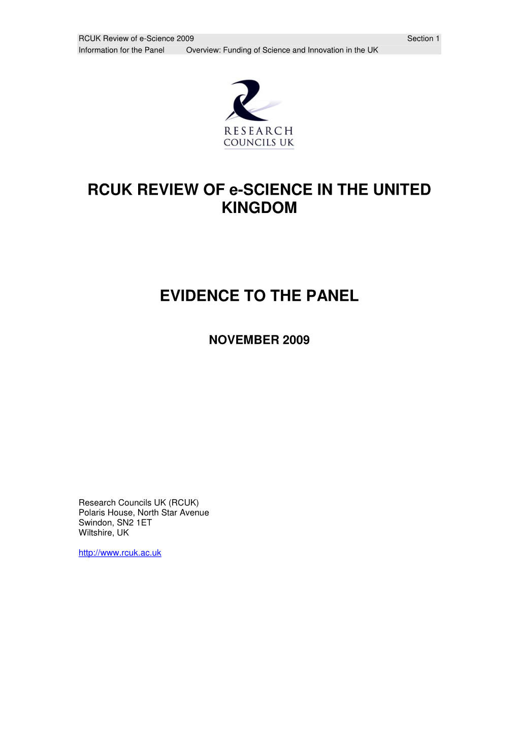 RCUK REVIEW of E-SCIENCE in the UNITED KINGDOM