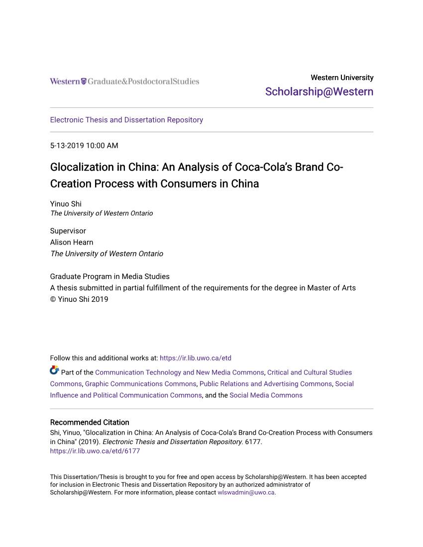 Glocalization in China: an Analysis of Coca-Cola's Brand Co-Creation
