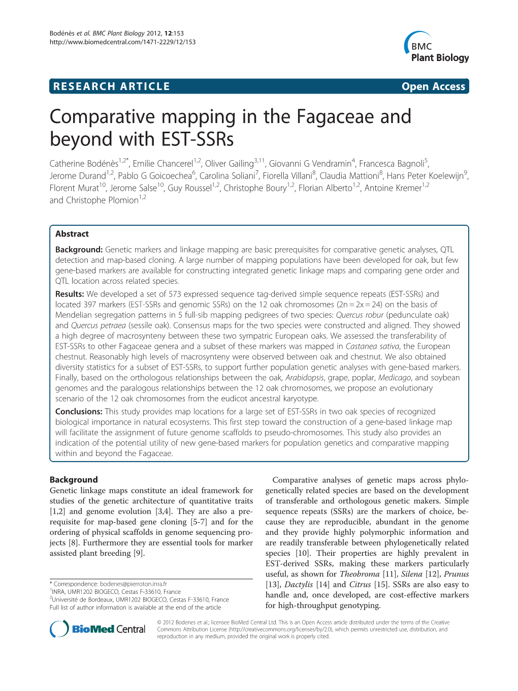 Comparative Mapping in the Fagaceae and Beyond with EST