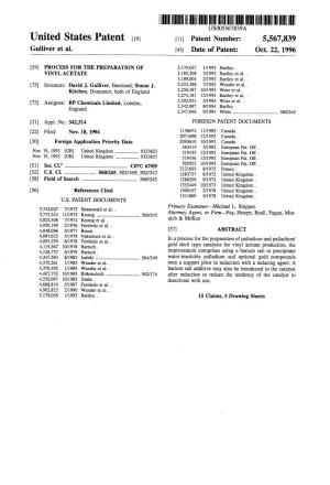 ||||||III US005567839A United States Patent 19 11) Patent Number: 5,567,839 Gulliver Et Al