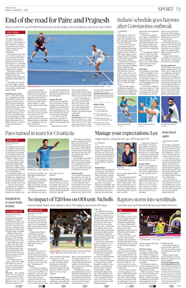 End of the Road for Paire and Prajnesh Indians’ Schedule Goes Haywire Marcora Stuns No