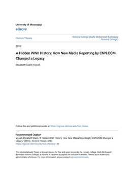 A Hidden WWII History: How New Media Reporting by CNN.COM Changed a Legacy