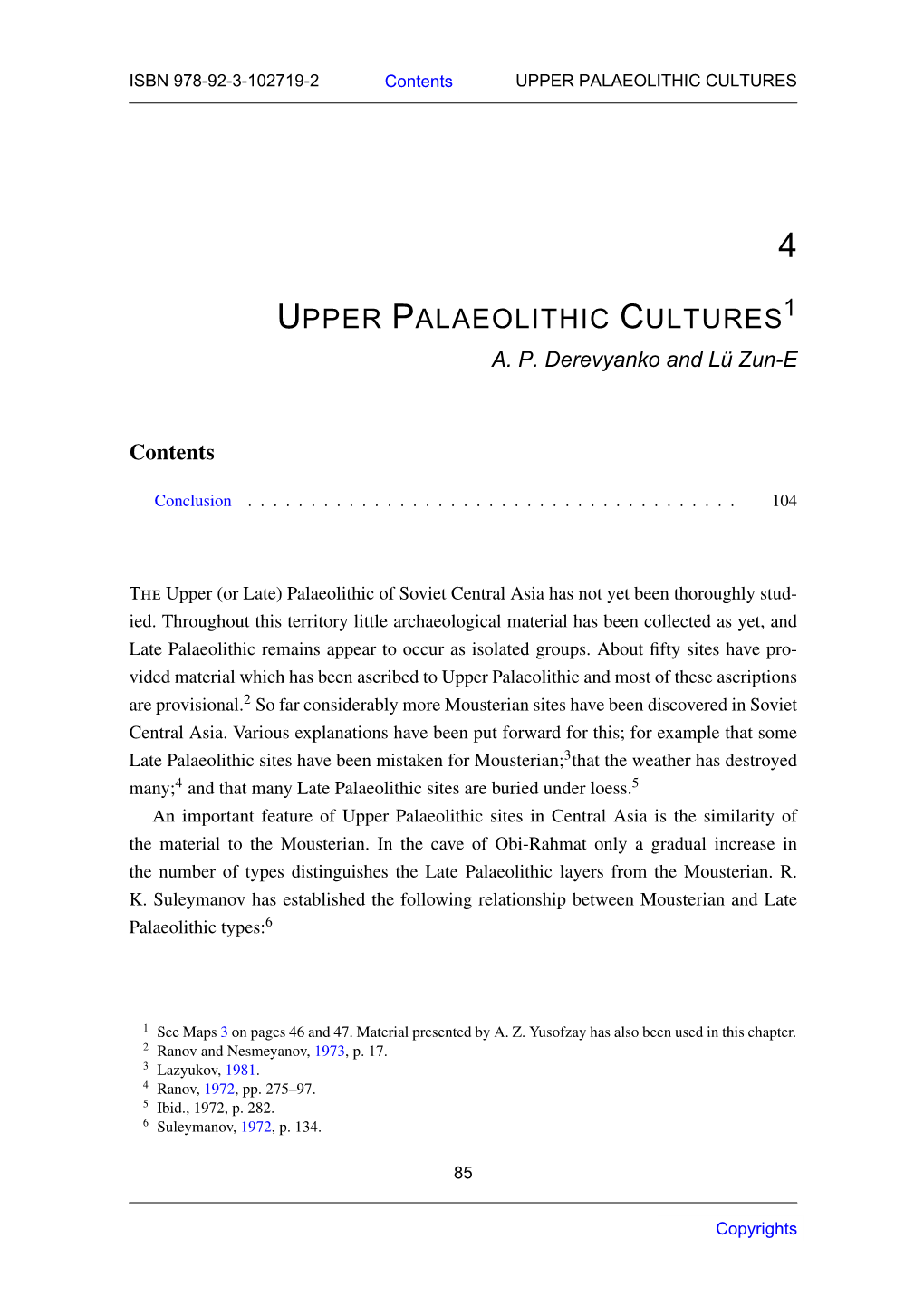Upper Palaeolithic Cultures