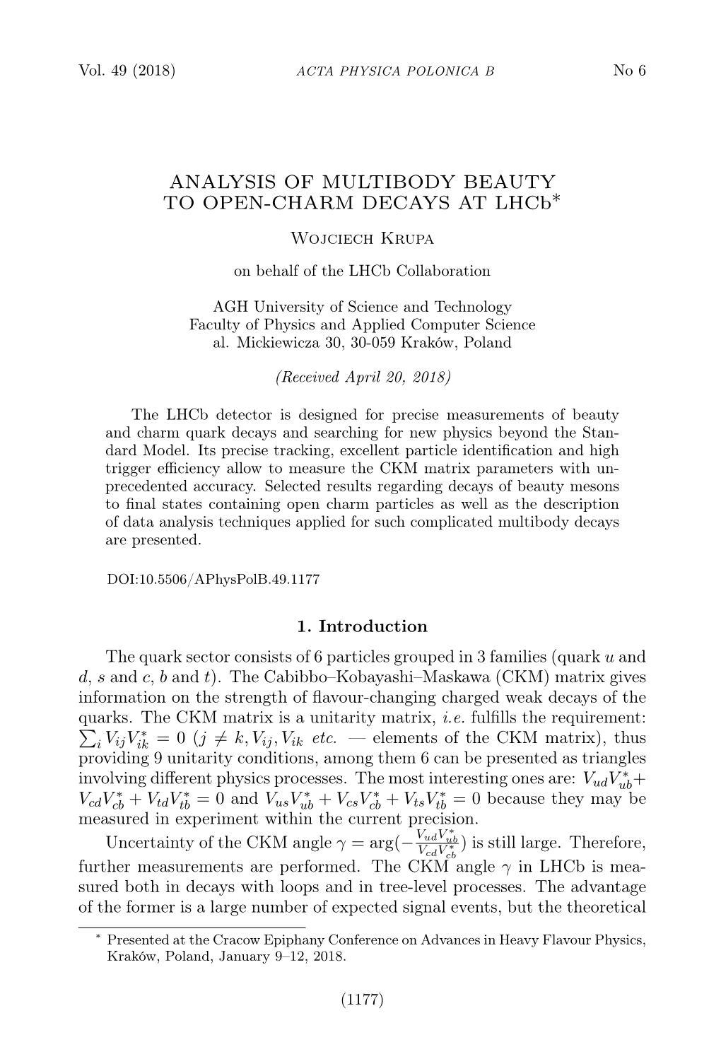 Analysis of Multibody Beautyto Open-Charm Decays at Lhcb