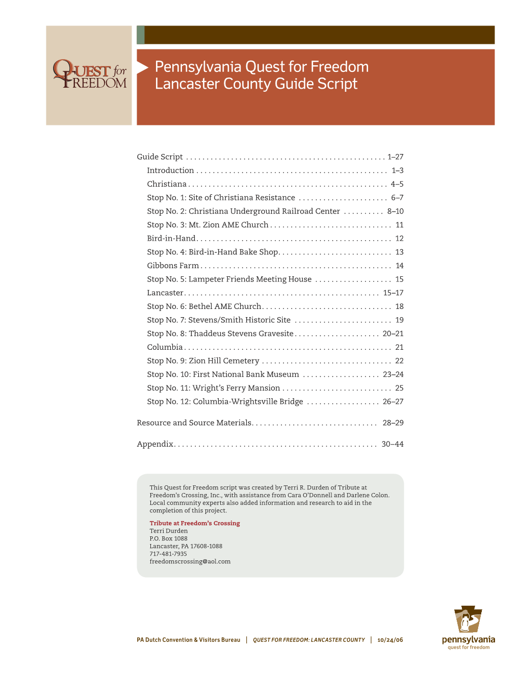 Lancaster County Guide Script