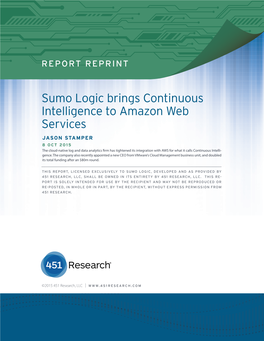 Sumo Logic Brings Continuous Intelligence to Amazon Web Services