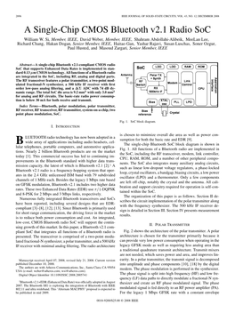 A Single-Chip CMOS Bluetooth V2.1 Radio Soc William W