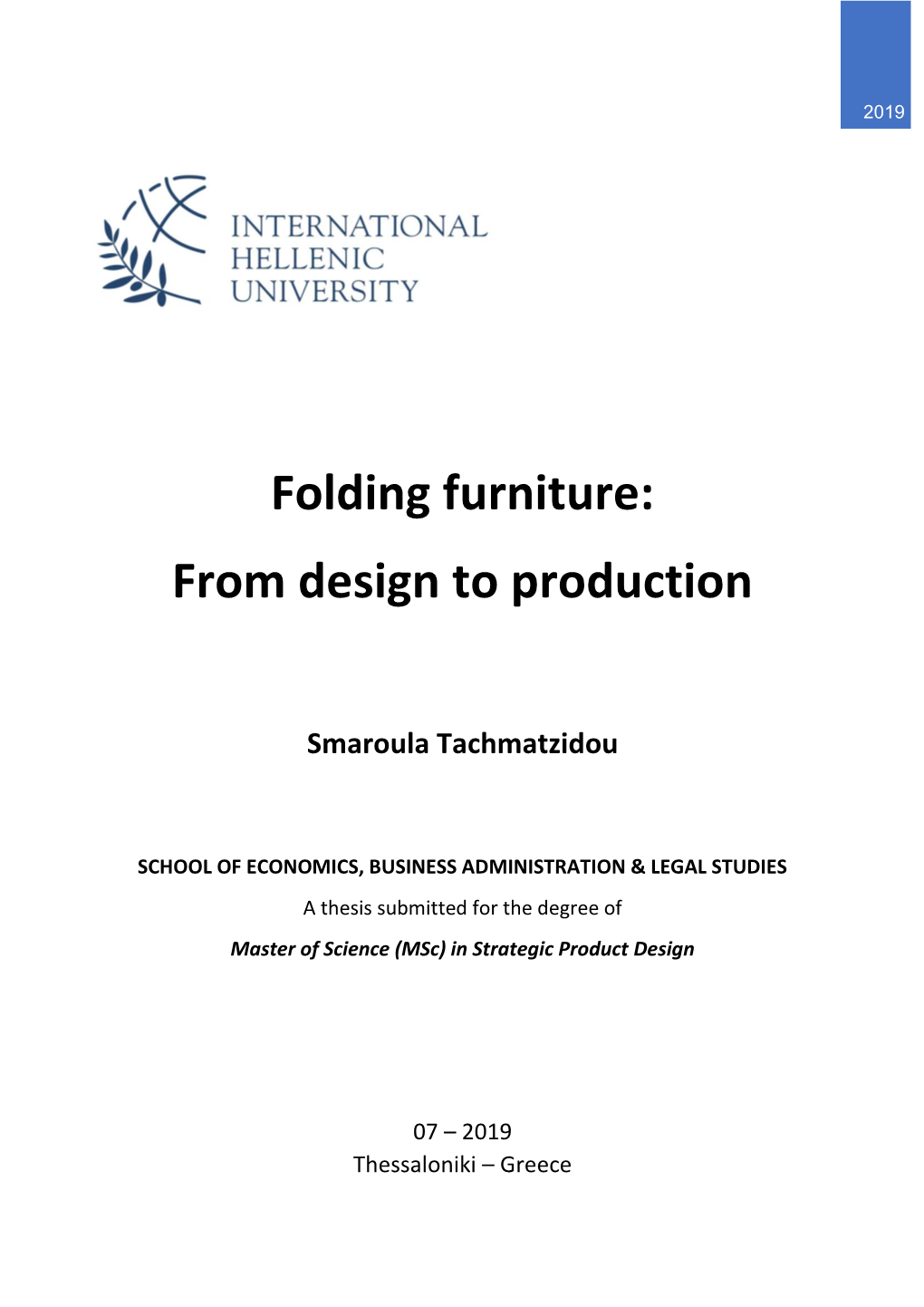Folding Furniture: from Design to Production