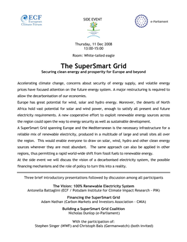 The Supersmart Grid Securing Clean Energy and Prosperity for Europe and Beyond