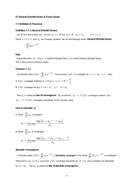 01 General Dirichlet Series & Power Series