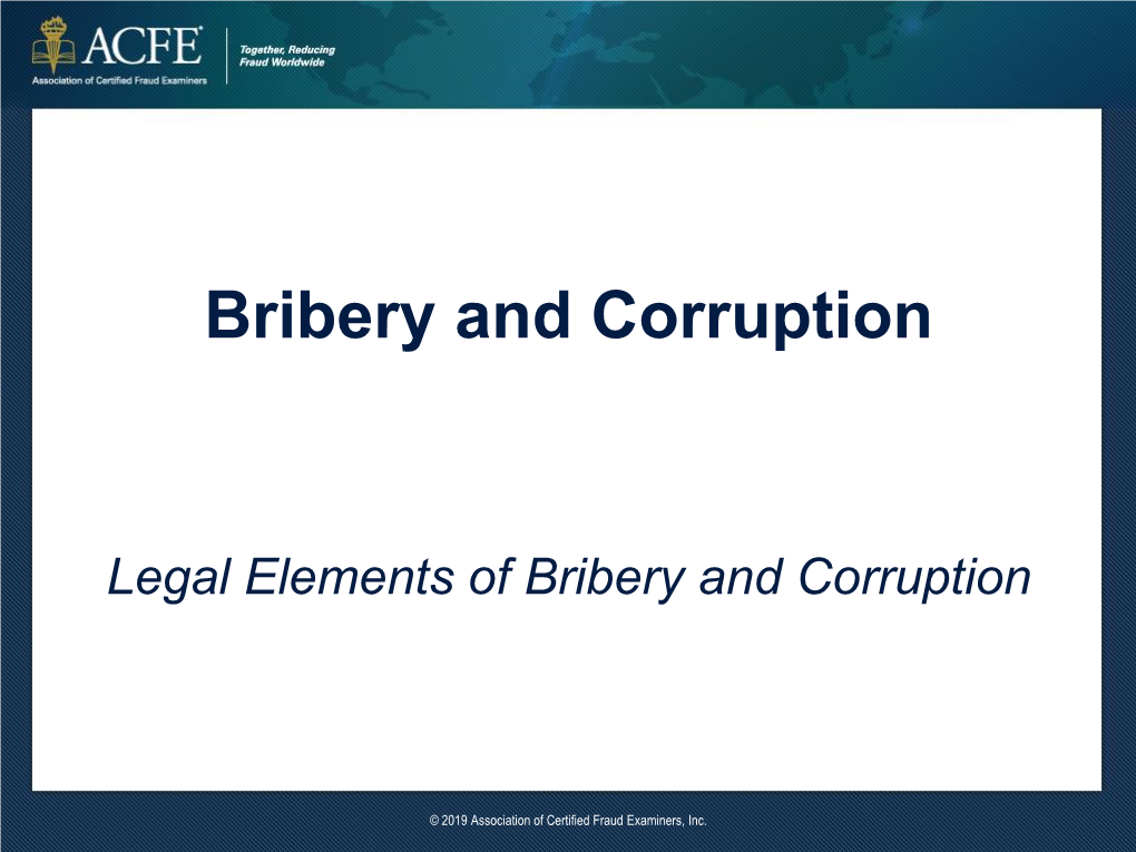 Common Actions for Bribery and Corruption