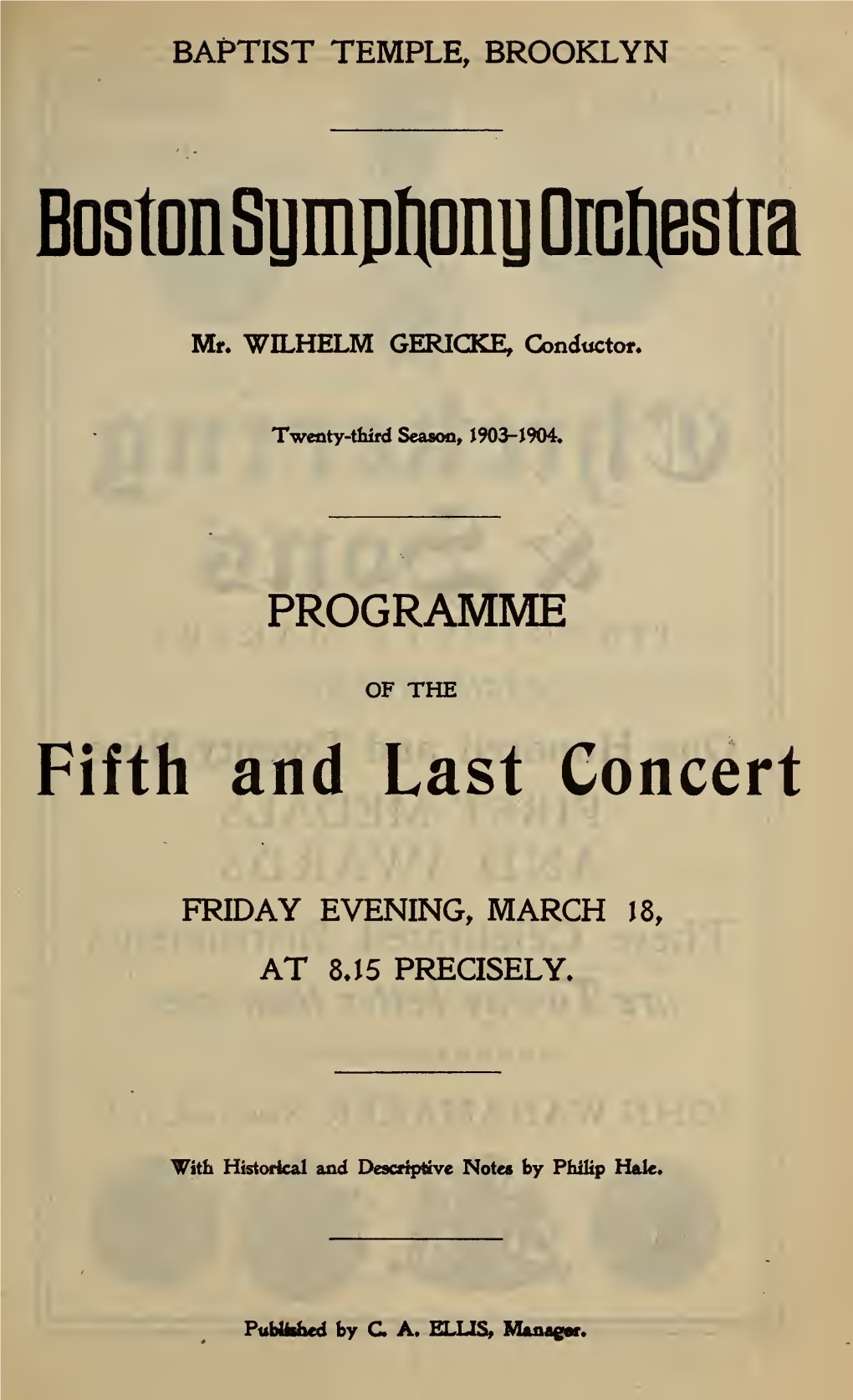 Boston Symphony Orchestra Concert Programs, Season 23,1903