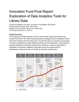Innovation Fund Final Report: Exploration of Data Analytics Tools for Library Data