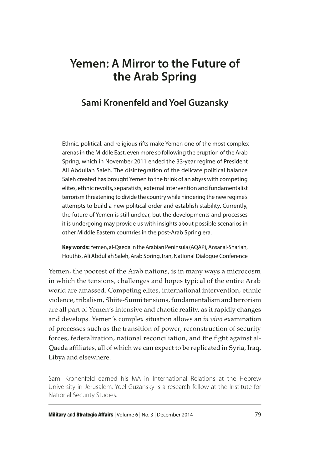 Yemen: a Mirror to the Future of the Arab Spring