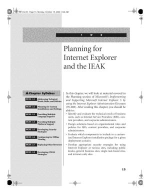 Planning for Internet Explorer and the IEAK