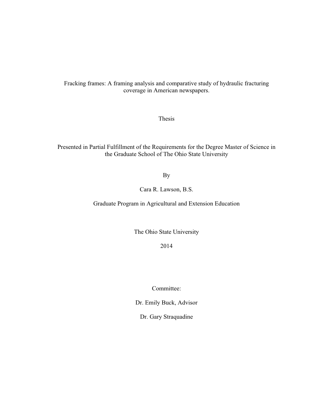 Fracking Frames: a Framing Analysis and Comparative Study of Hydraulic Fracturing Coverage in American Newspapers