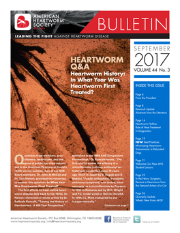 Bulletin Leading the Fight Against Heartworm Disease