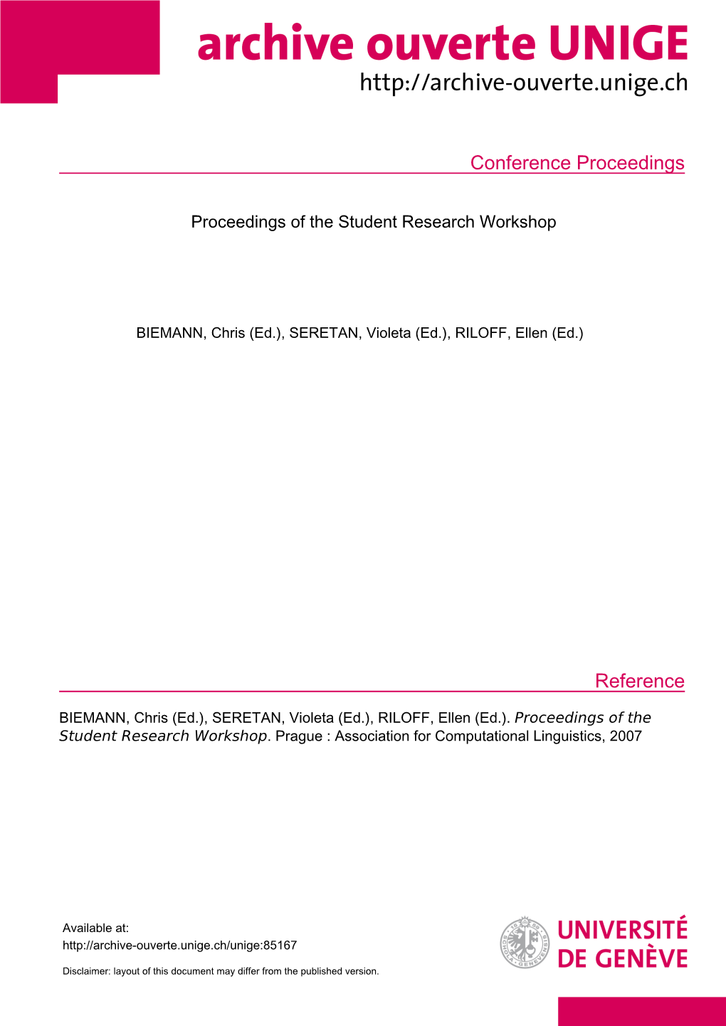 Conference Proceedings Reference