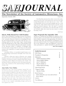 The Newsletter of the Society of Automotive Historians, Inc. September-October 2001 I S Ue 194