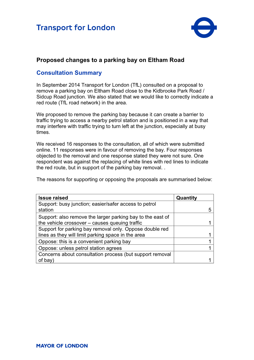 Eltham Road Parking Bay / Red Route