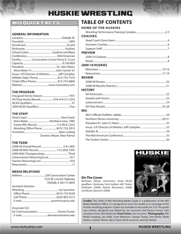 TABLE of CONTENTS Huskie Wrestling