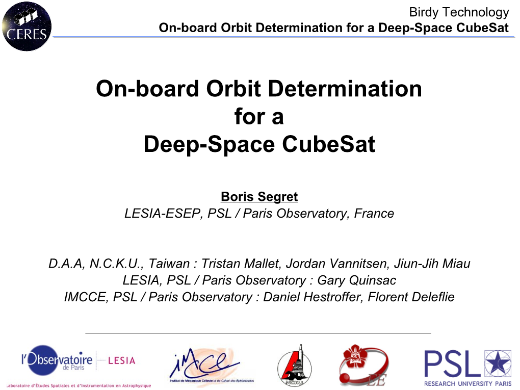 On-Board Orbit Determination for a Deep-Space Cubesat