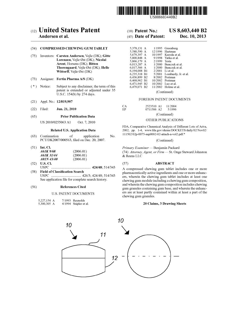 (12) United States Patent (10) Patent No.: US 8,603,440 B2 Andersen Et Al