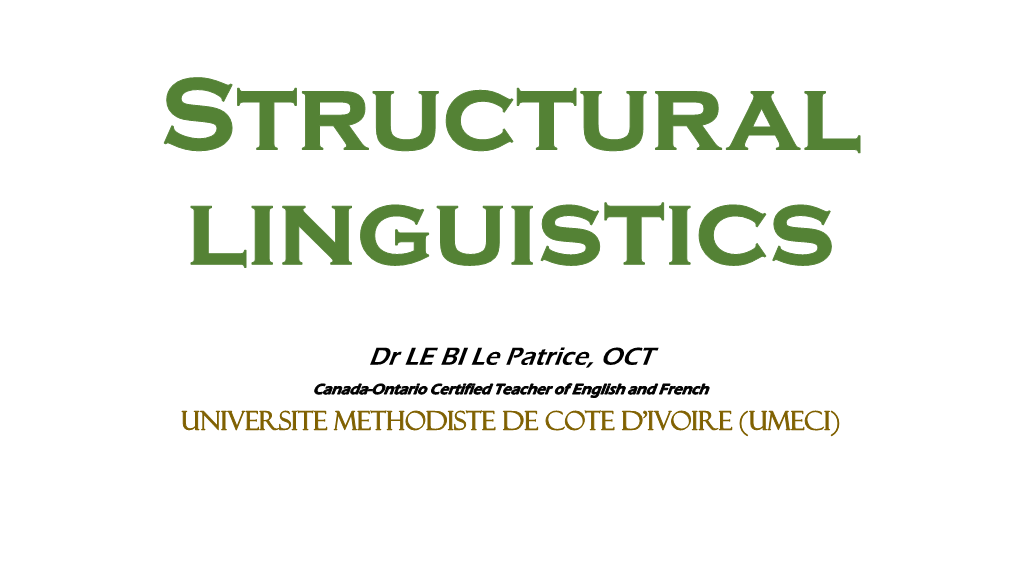 Structural Linguistics