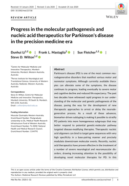Progress in the Molecular Pathogenesis and Nucleic Acid Therapeutics for Parkinson's Disease in the Precision Medicine Era