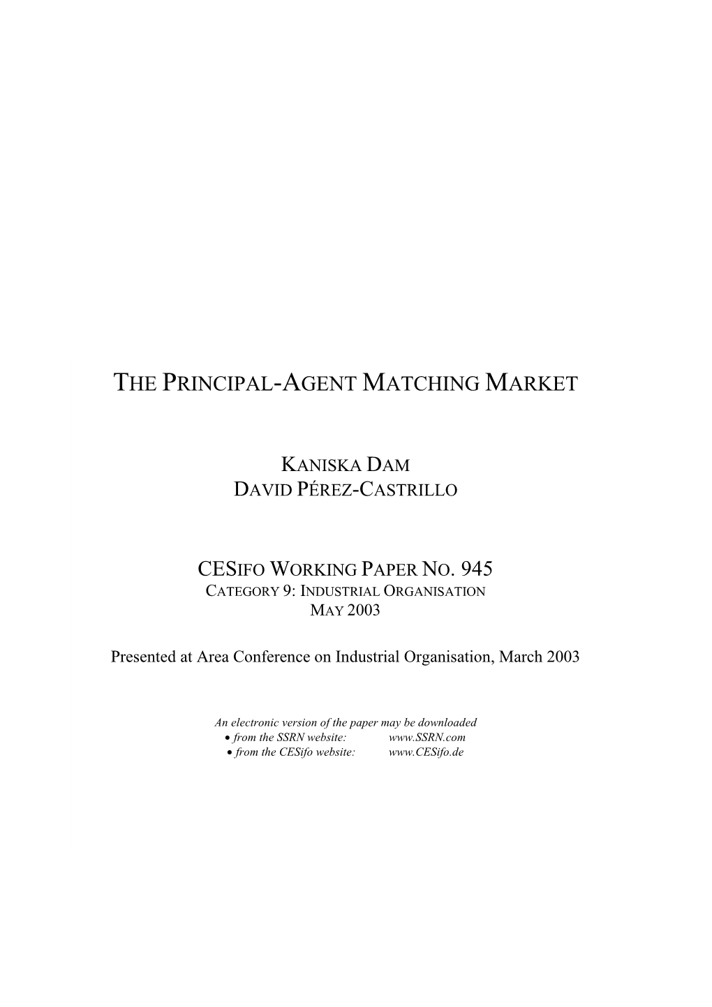 The Principal-Agent Matching Market