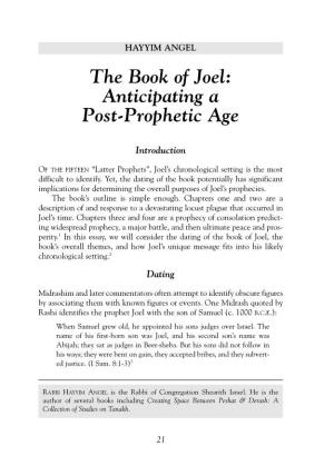 The Book of Joel: Anticipating a Post-Prophetic Age