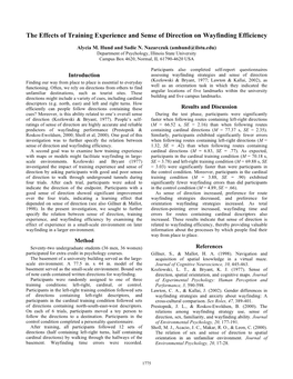 The Effects of Training Experience and Sense of Direction on Wayfinding Efficiency