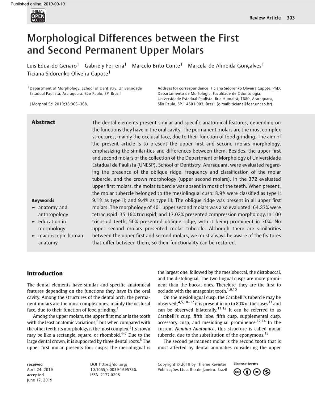 Morphological Differences Between the First and Second Permanent Upper Molars