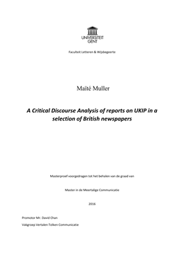 Maïté Muller a Critical Discourse Analysis of Reports on UKIP in A