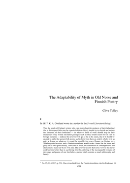 The Adaptability of Myth in Old Norse and Finnish Poetry