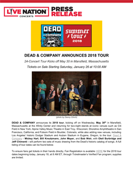 Dead & Company Announces 2018 Tour