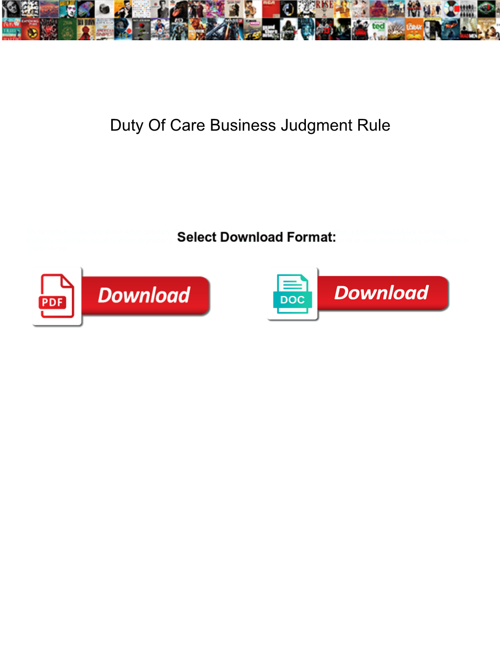 Duty of Care Business Judgment Rule