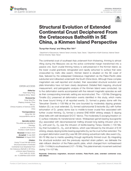 Structural Evolution of Extended Continental Crust Deciphered from the Cretaceous Batholith in SE China, a Kinmen Island Perspective