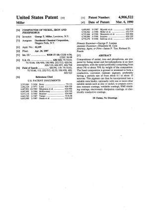 United States Patent (19) 11 Patent Number: 4,906,522 Miller (45) Date of Patent: Mar