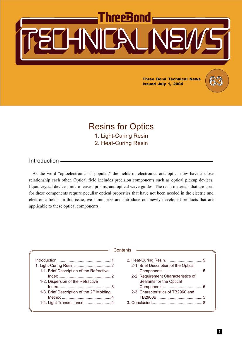 Resins for Optics 1