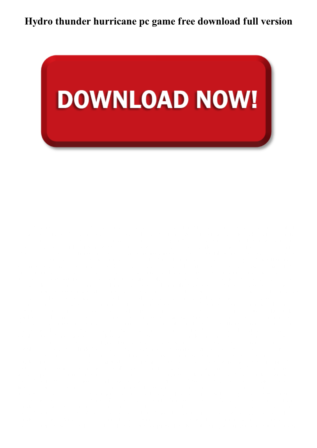 Hydro Thunder Hurricane Pc Game Free Download Full Version