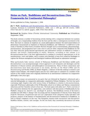 Heine on Park, 'Buddhisms and Deconstructions (New Frameworks for Continental Philosophy)'