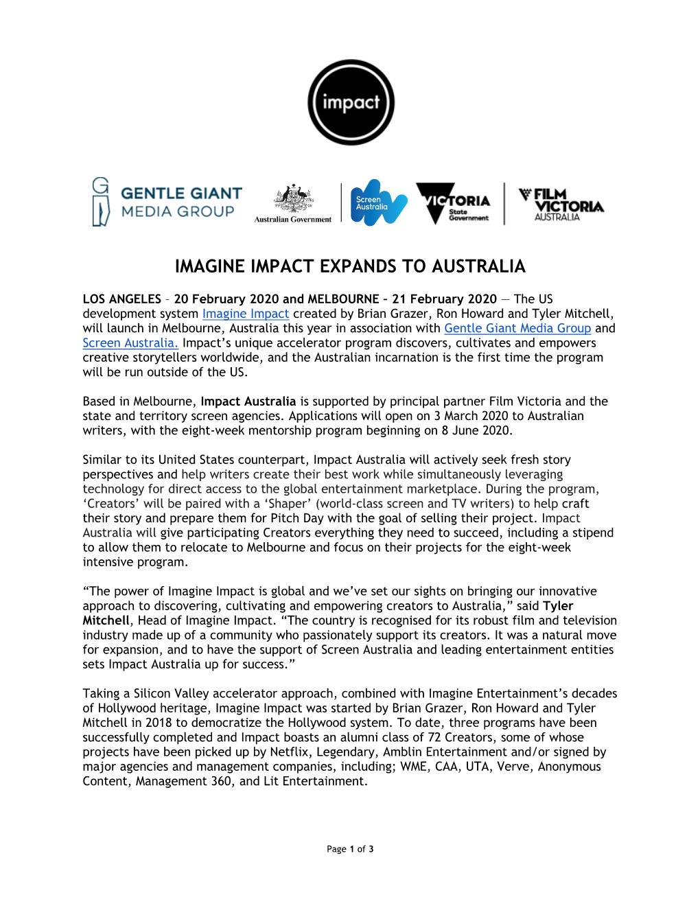 Imagine Impact Expands to Australia