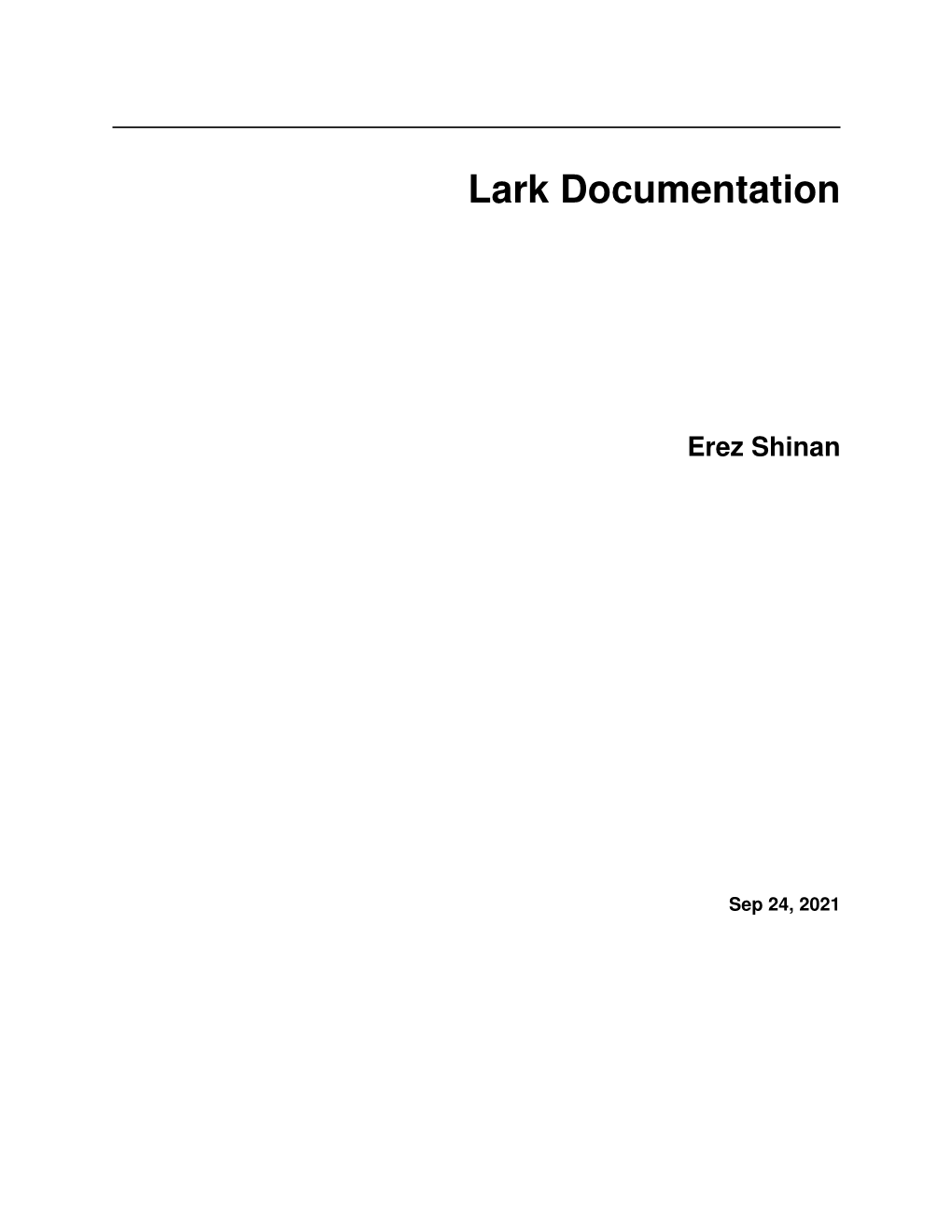 Lark Documentation Erez Shinan