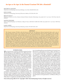 Is the Toumaï Cranium TM 266 a Hominid?